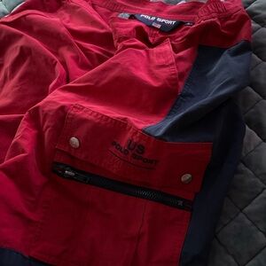 Vintage Red Colorblock Polo Shorts